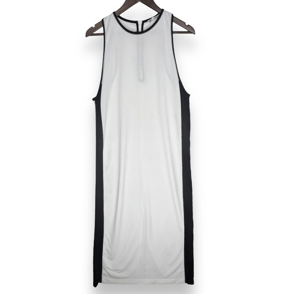 Zara Dress White Black Side Stripe Sleeveless Maxi‎ Chiffon Zip Back Size M NWOT
